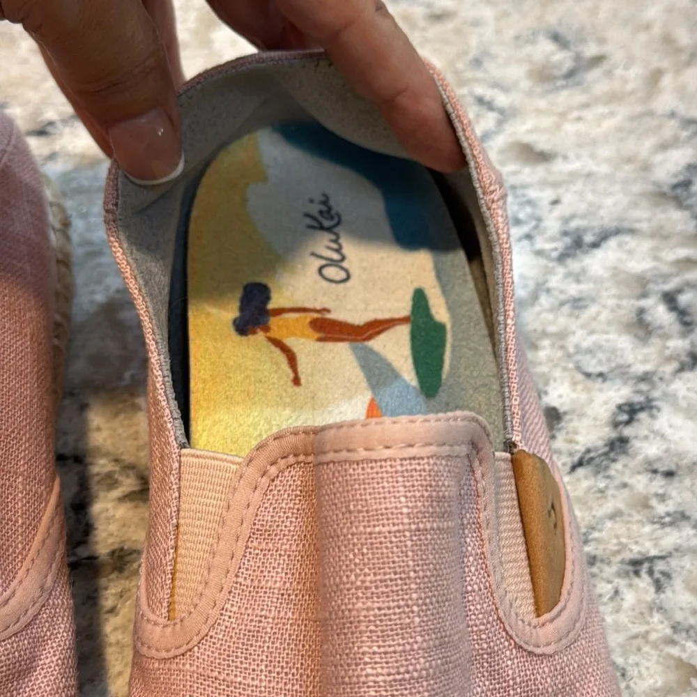 OluKai Kaula Pa’a Kapa Espadrille Slip On Shoes Pink Women’s Size 8.5